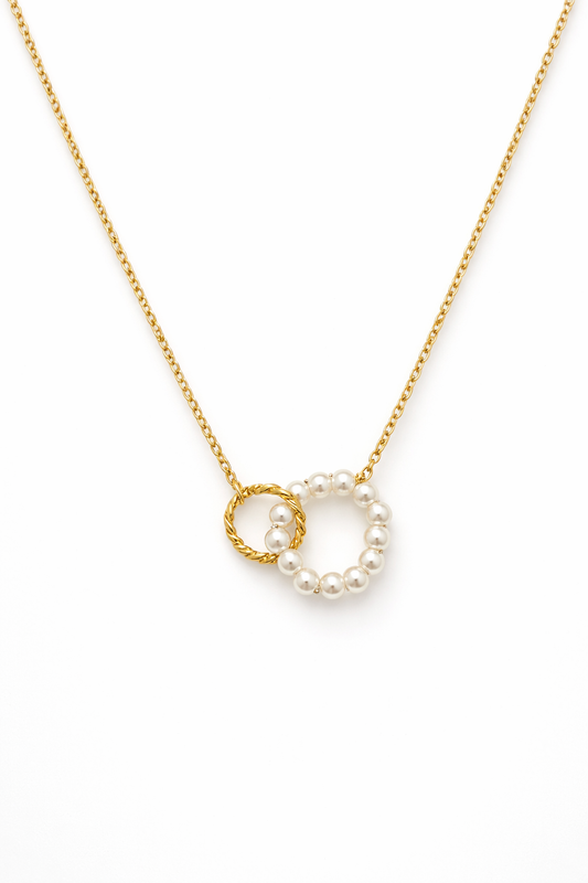 Eterna Pearl Circle Gold Necklace