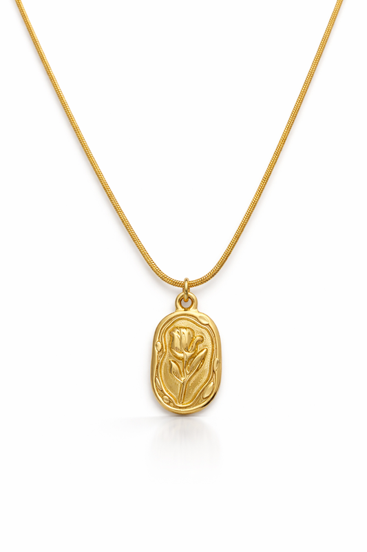 Golden Bloom Tulip Pendant Necklace