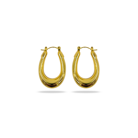 Sleek Oval Gold Hoop Earrings