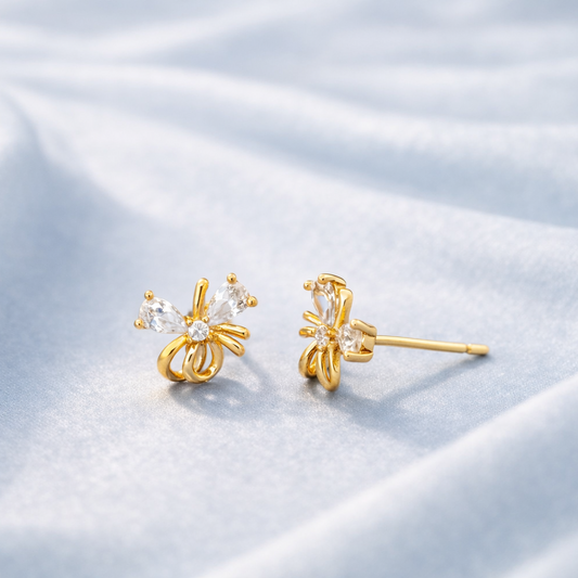 Elegant Bow Crystal Stud Earrings