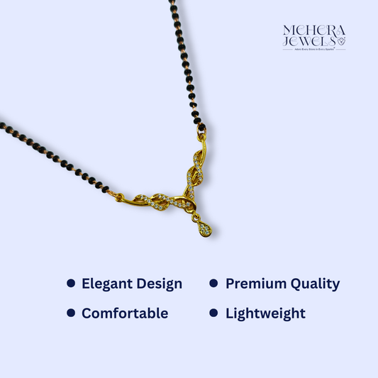 Elegant American Diamond Mangalsutra with Gold-Plated Pendant
