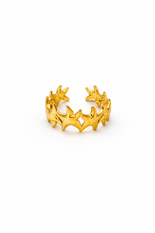 Celestial Starfish Gold Adjustable Ring