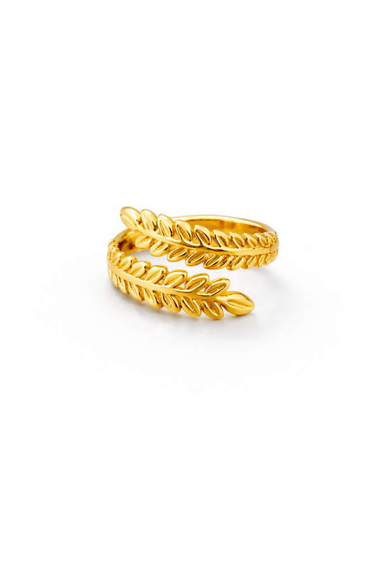 Golden Laurel Leaf Adjustable Ring