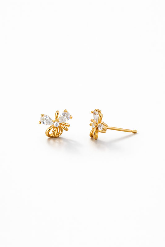 Elegant Bow Crystal Stud Earrings
