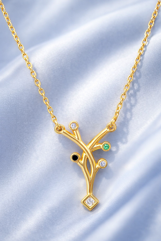 Elegant Branch Necklace with Multicolor Stone
