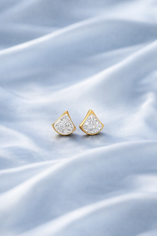 Elegant Teardrop Stud Earrings with Stones