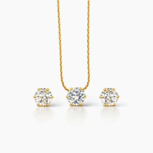 Solitaire Necklace with Matching Studs