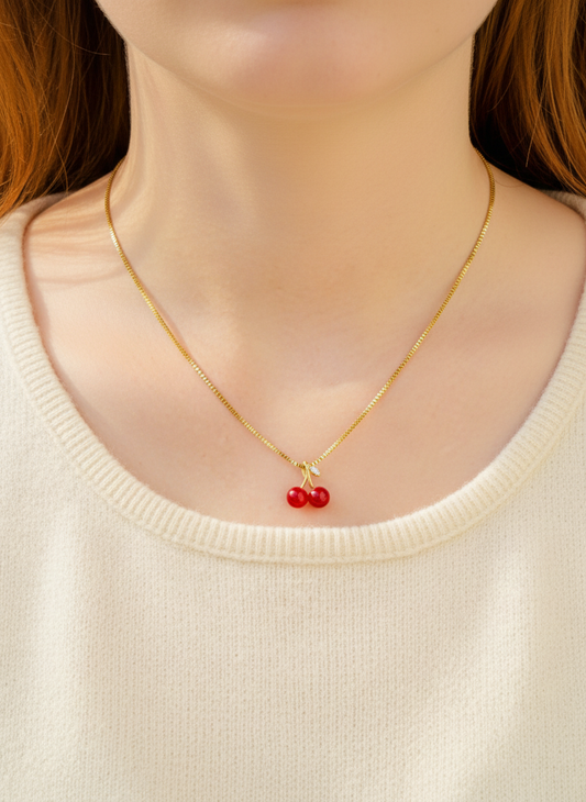 Cherry Motif Fine Gold Pendant