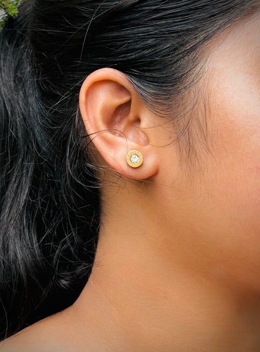 Imperial Roman Dial Gold Studs Earrings