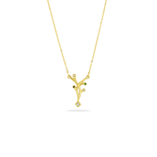 Elegant Branch Necklace with Multicolor Stone
