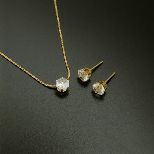 Solitaire Necklace with Matching Stud Earrings