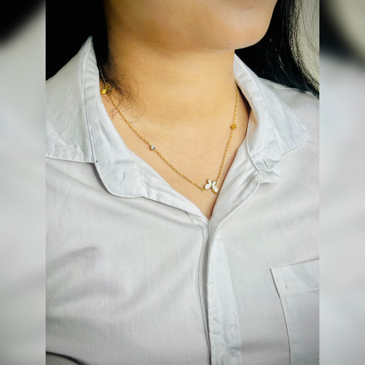 Butterfly Charm Necklace With Stones