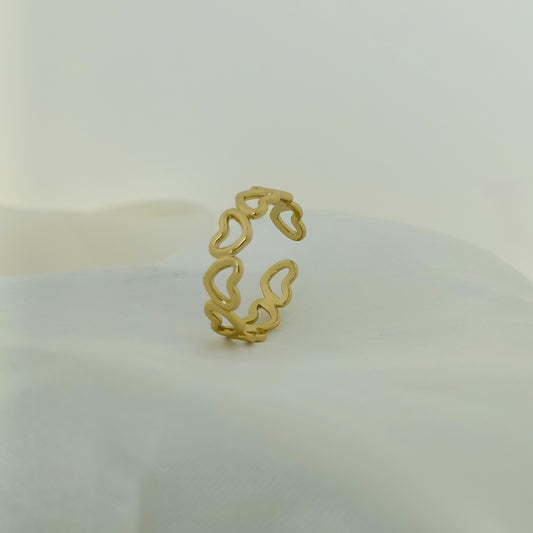 Linked Heart Adjustable Ring
