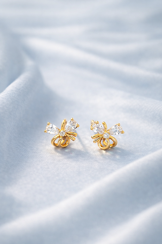 Elegant Bow Crystal Stud Earrings