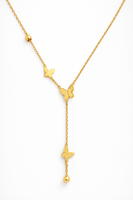 Golden Papillon Lariat Necklace