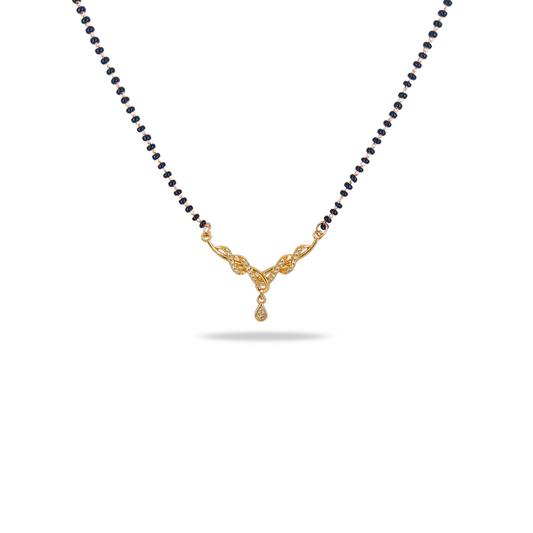 Elegant American Diamond Mangalsutra with Gold-Plated Pendant