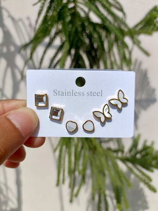 Trio Stud Earrings Set – Anti-Tarnish
