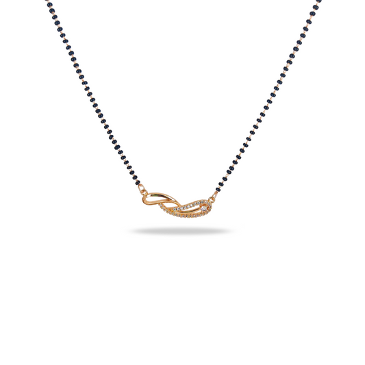 Stylish American Diamond Mangalsutra with Twisted Gold-Plated Pendant