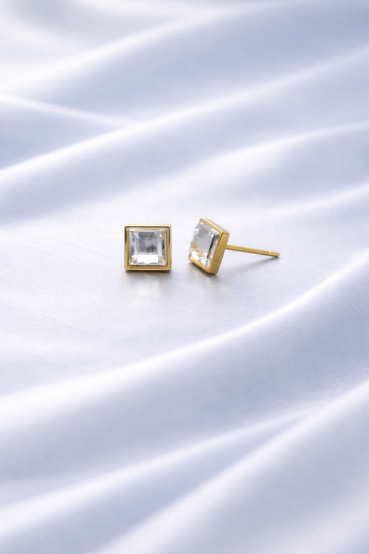 Emerald Cut Stud Earrings