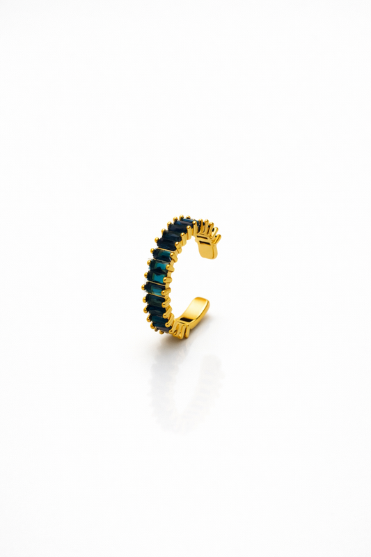 Royal Blue Baguette Adjustable Gold Ring