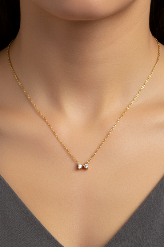 Golden Bow Sparkle Necklace