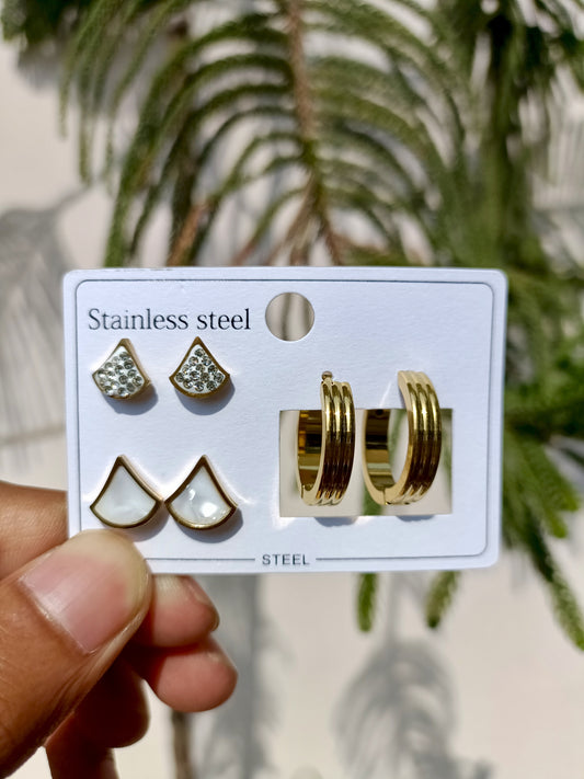 Glam Gold Earrings Set – Anti-Tarnish