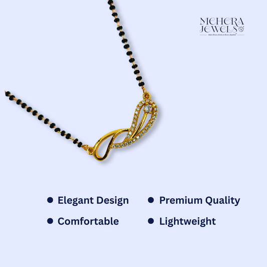 Stylish American Diamond Mangalsutra with Twisted Gold-Plated Pendant