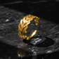 Leaf Pattern Adjustable Gold Ring