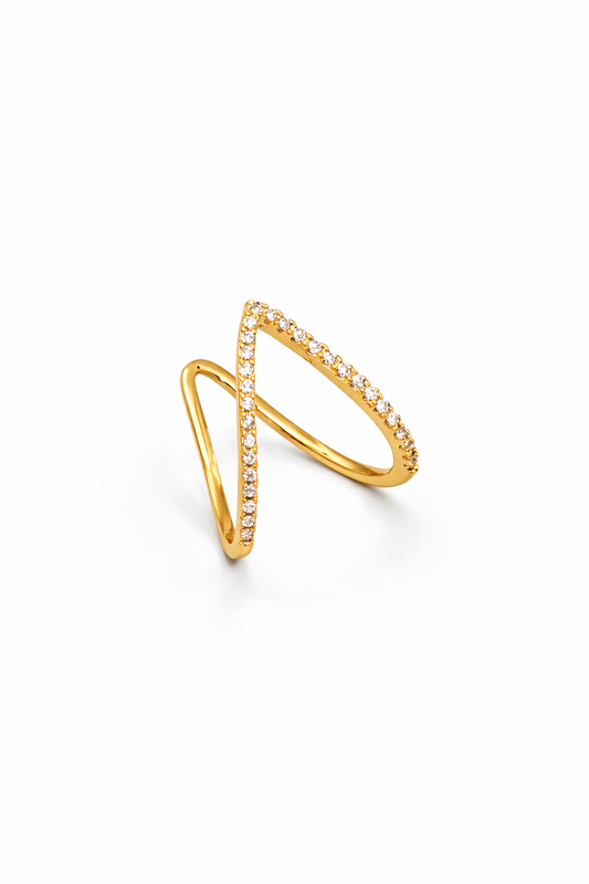 V-Shape Diamond Accent Gold Ring