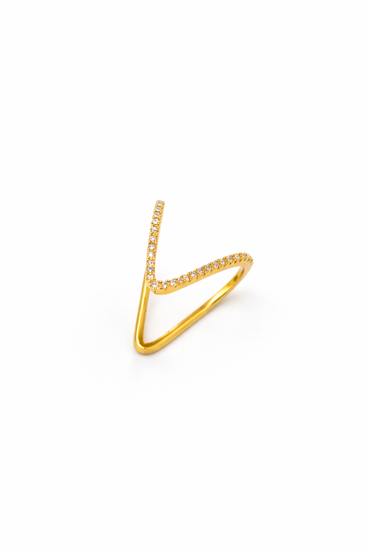 V-Shape Diamond Accent Gold Ring