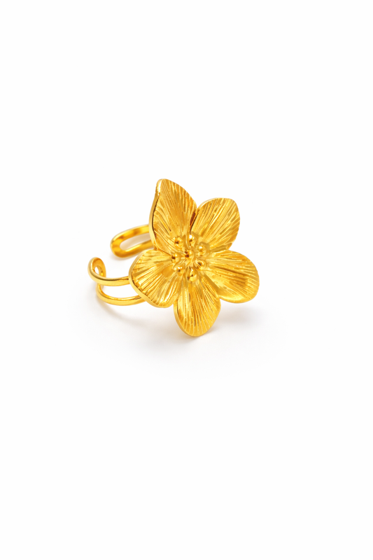 Elegant Floral Gold Adjustable Ring