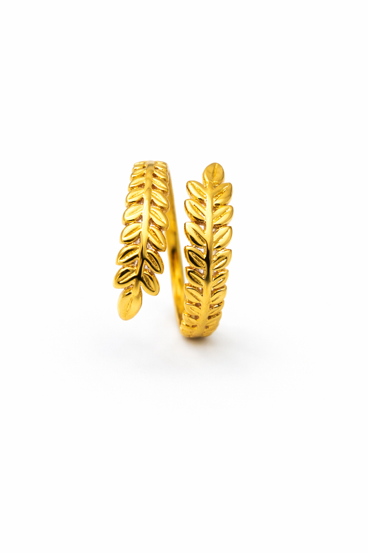 Golden Laurel Leaf Adjustable Ring