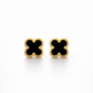 Obsidian Clover Luxury Studs Earrings