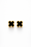 Obsidian Clover Luxury Studs Earrings