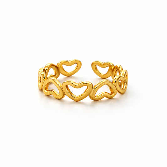 Linked Heart Adjustable Ring
