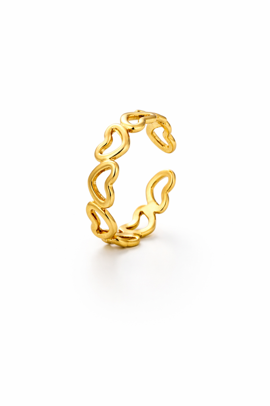Linked Heart Adjustable Ring