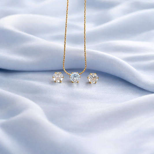 Solitaire Necklace with Matching Studs