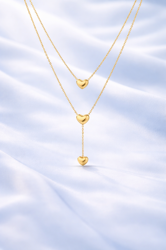 Trendy Double Chain Heart Necklace