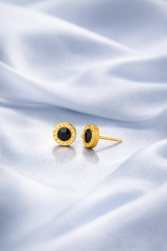 Royal Black Stud Earrings