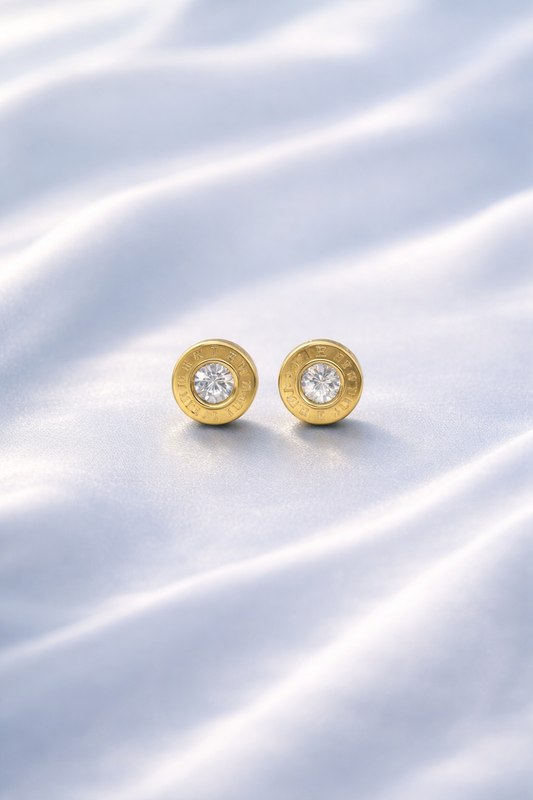 Imperial Roman Dial Gold Studs Earrings