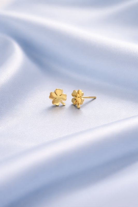 Gold Four Leaf Clover Earrings