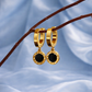 Black Onyx Disc Hoop Earrings