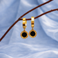 Black Onyx Disc Hoop Earrings