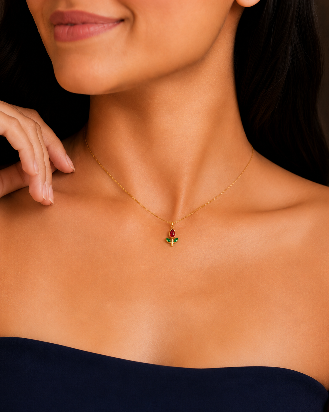 Tulip Anti Tarnish Pendant Necklace