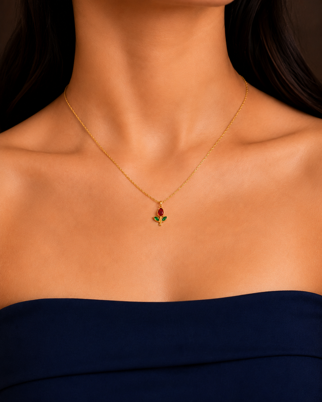 Tulip Anti Tarnish Pendant Necklace