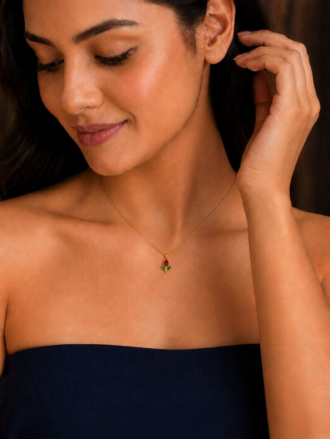 Tulip Anti Tarnish Pendant Necklace