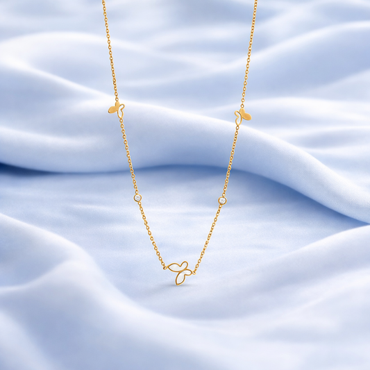 Butterfly Charm Necklace With Stones