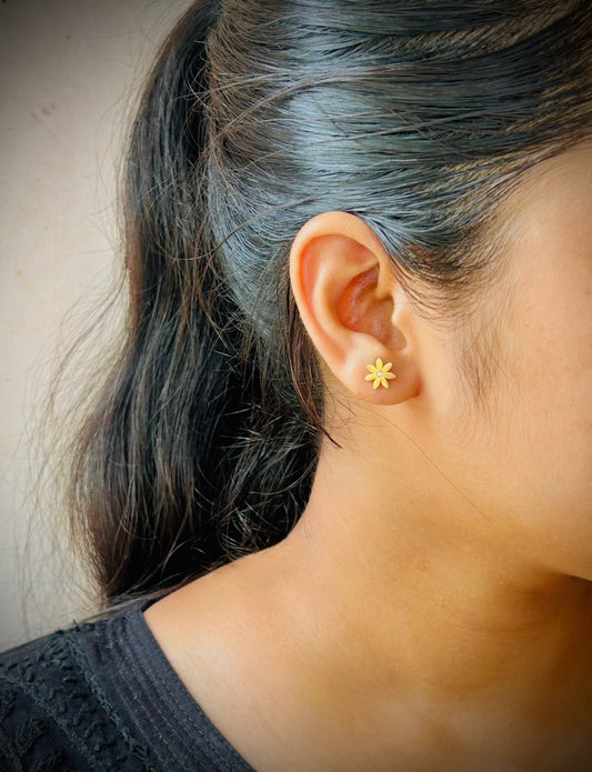 Golden Floral Stud Earrings