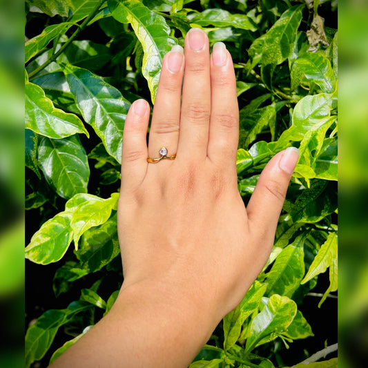 Elegant Anti-Tarnish Gold Plated Ring with Solitaire Stone