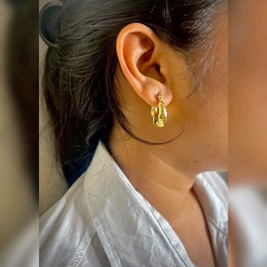Classic Textured Gold Hoop Earrings